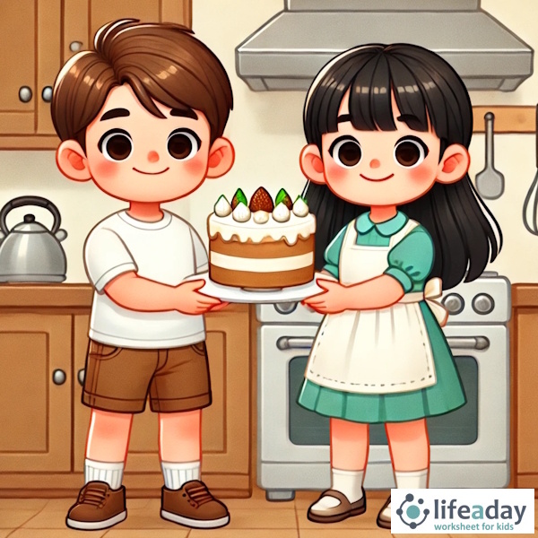 การ์ตูนสำหรับเด็ก ในรูปแบบ นิทานการ์ตูนสองภาษา เรื่อง Big Baking Day หน้า 8